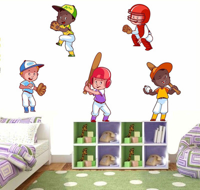 Asmi Collections 200 cm Kids Playing Cricket Removable Sticker(Pack of 1)