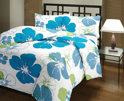 SHOPBITE Floral Double Dohar(Poly Cotton, Blue)