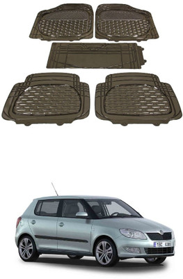 Autoxygen Rubber Standard Mat For  Skoda Fabia(Brown)