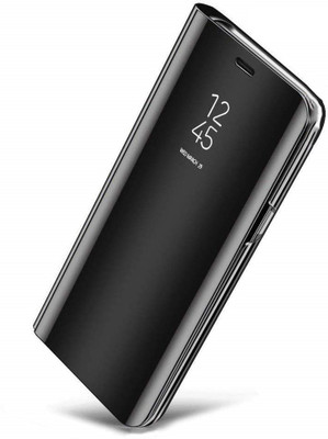 KHR Flip Cover for Samsung Galaxy A6 Luxury Clear View Electroplate Mirror Protective Flip Cover - Samsung A6(Black, Shock Proof)