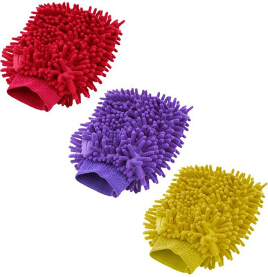 TIAARA COLLECTIONS microfibre hand gloves for cleaning. Wet and Dry Glove Set(Free Size Pack of 3)