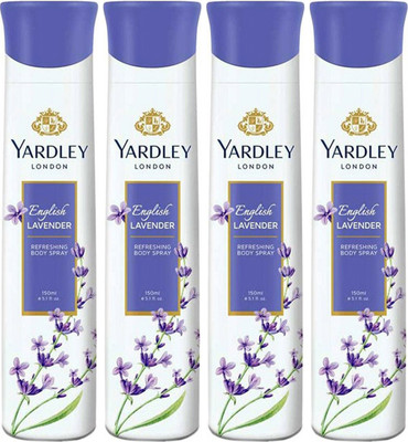 Yardley London English Lavender Body Spray - For Women(600 ml, Pack of 4)