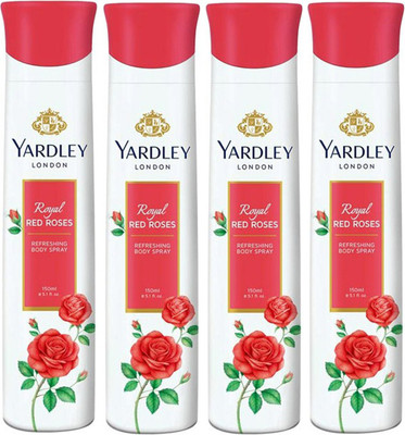 

Yardley London Red Rose Body Spray - For Women(600 ml, Pack of 4)