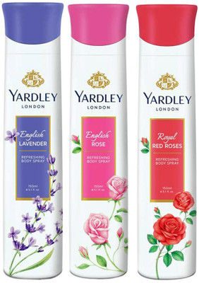 

Yardley London English Lavender+English Rose+Red Roses Body Spray - For Women(450 ml, Pack of 3)