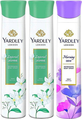 

Yardley London Jasmine & Morning Body Spray - For Women(450 ml, Pack of 3)