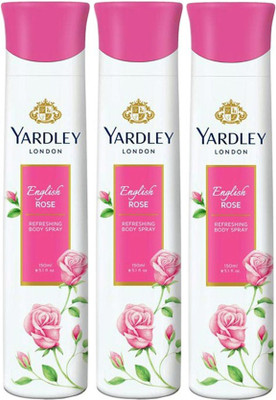 

Yardley London English rose Deodorant Spray - For Women(450 ml, Pack of 3)
