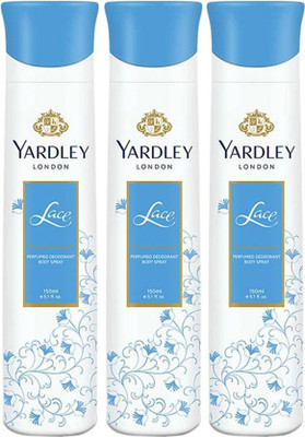 

Yardley London Lace & Body Spray - For Women(450 ml, Pack of 3)