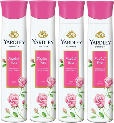 

Yardley London English Rose Body Spray - For Women(600 ml, Pack of 4)