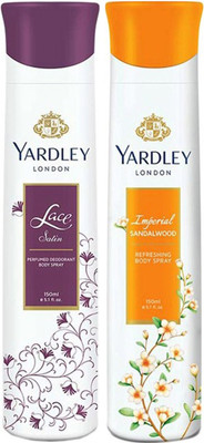 

Yardley London Lace Satin and Sandalwood Combo Pack 2 Deodorant Spray - For Women(150 ml, Pack of 2)