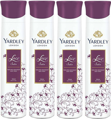 

Yardley London Lace Satin Body Spray - For Women(600 ml, Pack of 4)
