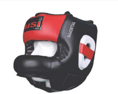 usi Head Guard, Boxing Head Guard, Leather Complete Head And Face Saver Boxing Head Guard(Black)