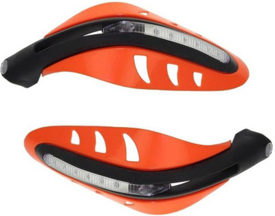 PRTEK 7/8'' 22mm LED Turn Signal Brush Handle Bar Hand Guard (Orange) universal for bikes Handlebar Hand Guard(Suzuki, KTM, Kawasaki, Hero, Bajaj)