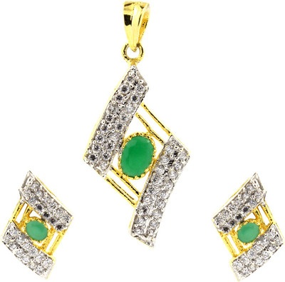 Be You Brass Gold-plated White, Green Jewellery Set(Pack of 1)
