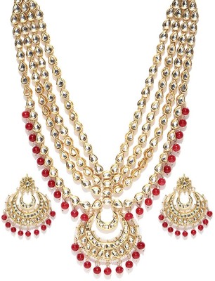 Shining Diva Alloy Gold-plated Gold, Red, White Jewellery Set(Pack of 1)