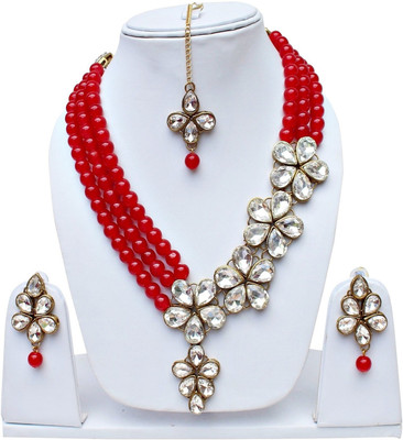CATALYST Brass Gold-plated Red, White Jewellery Set(Pack of 1)