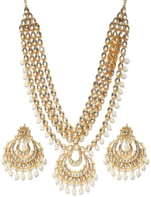 Shining Diva Alloy Gold-plated White, Gold Jewellery Set(Pack of 1)