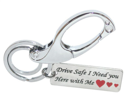 Aura Single Sided Imported HYS03 Drive Safe Hook Keyring Engraved In Stainless Steel Key Chain