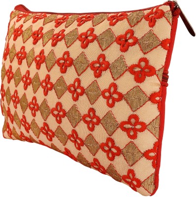 memoir Cotton Handmade Zari Red Embroidery Clutch handbag Women Traditional Potli