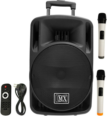 

MX Premium 10 inches Portable Multimedia Trolley Speaker With Speaker stand and Built-in Amplifier Battery Bluetooth Usb Radio Fm Sd Card Aux Input & 2 Wireless Microphone Remote - 3710MR MR-3710 Indoor, Outdoor PA System(80 W)