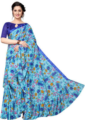 YASHIKA Printed Bollywood Georgette Saree(Blue)