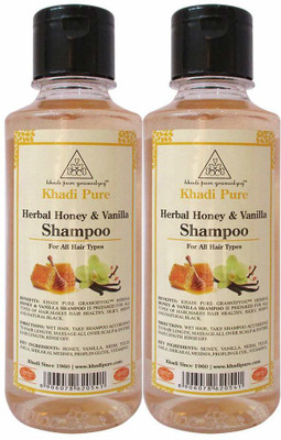 Khadi Pure Herbal Honey & Vanilla Shampoo - 210ml (Set of 2)(420 ml)