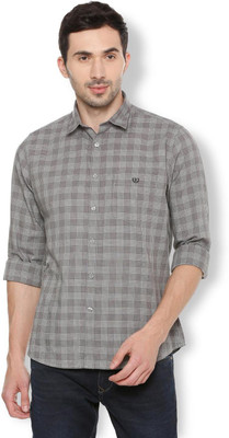 van-heusen-men-checkered-casual-grey-shirt