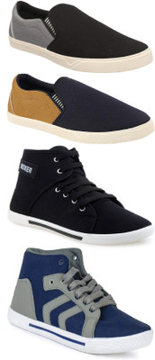Chevit Combo Pack of 4 Casual Shoes (Loafers Shoes) Canvas Shoes For Men(Multicolor)
