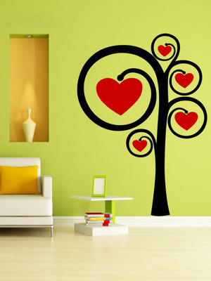 ALLURE 72 cm Heart Tree 2 Self Adhesive Sticker(Pack of 1)