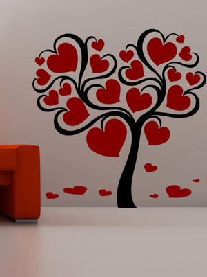 ALLURE 60 cm Heart Tree 1 Self Adhesive Sticker(Pack of 1)