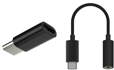 

FUZION PACK OF 1 METAL MICRO USB TO TYPE C ADAPTER,WITH TYPE C MALE TO AUDIO Headphone CABLE USB Adapter(Black)