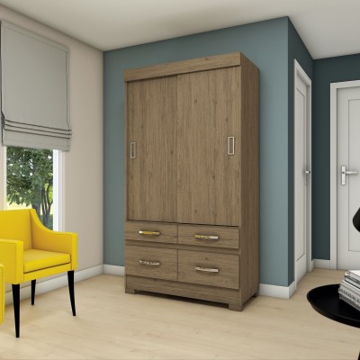Furn Central Engineered Wood 2 Door Wardrobe Finish Color Rustico Rustico Fendi