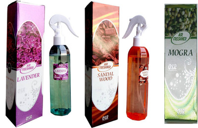 OSR Lavender, sandal, Mogra Spray Lavender, Sandal and Mogra Air Freshner Spray 250ML Each (Pack of 3)(3 x 250 ml)