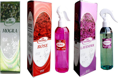 OSR Mogra, Rose, Lavender Spray Mogra, Rose and Lavender Air Freshner Spray 250ML Each (Pack of 3)(3 x 250 ml)