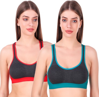 Earmark Women Sports Non Padded Bra(Red, Green, Black)