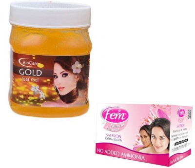 BIOCARE GOLD GEL 500GM WITH SAFFRON BLEACH 64GM(2 Items in the set)