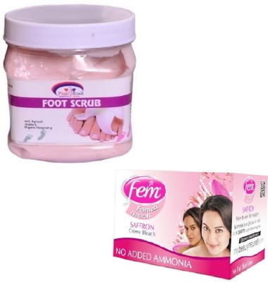 PINKROOT FOOT SCRUB 500GM WITH SAFFRON BLEACH 64GM(2 Items in the set)