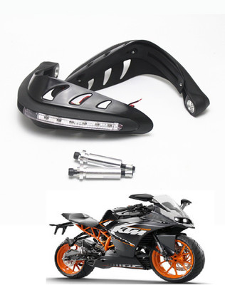 PRTEK Pair Universal Motorcycle Hand Guard Protector Cover with Led Light For 7/8 inch Grips for all bikes universal- Black Handlebar Hand Guard(Suzuki, KTM, Kawasaki, Hero, Bajaj)