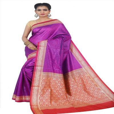 kamila creation Embroidered Banarasi Silk Blend Saree(Beige)