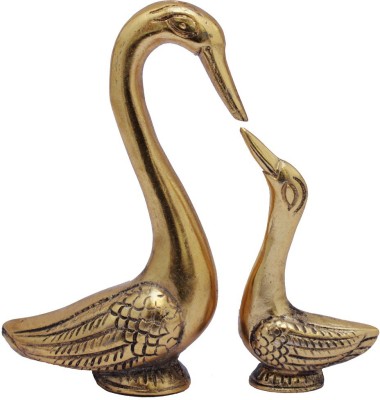 Articia Metal Kissing Duck Pair or Swan Set of 2 Showpiece Feng Shui Gift Item (14x8x12 cm, Golden) Decorative Showpiece  -  15 cm(Aluminium, Gold)