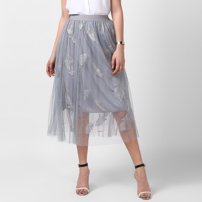 STYLESTONE Embellished Women A-line Grey Skirt