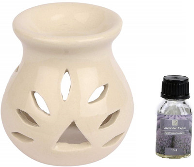 Hosley Lavender Diffuser Set Ceramic Aroma Oil Warmer with lavendar Oil and Tealight(10 ml)