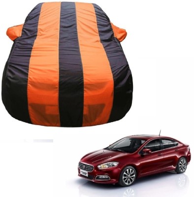 Carrogen Car Cover For Fiat Viaggio (With Mirror Pockets)(Orange, Blue)