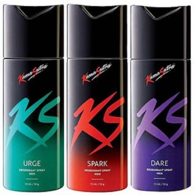 KS Men Deo (Urge, Spark, Rush) Deodorant Spray  -  For Men & Women(450 ml, Pack of 3)