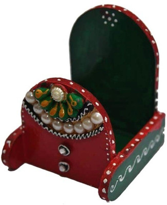 Gaura Art & Crafts 1 Compartments WOODEN Curve Shape Design Handmade Wooden Mobile Holder/Stand in Multicolour(Multicolor)