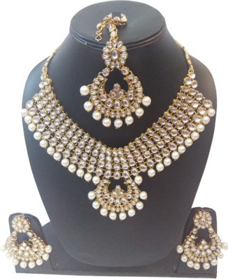 Chrishan Alloy Gold-plated Gold, White Jewellery Set(Pack of 1)