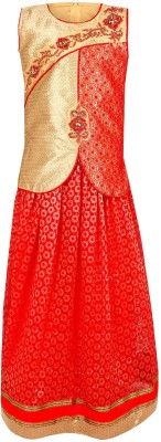 Arshia Fashions Girls Lehenga Choli Ethnic Wear Embroidered Lehenga Choli(Red, Pack of 1)