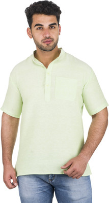 DESHBANDHU KHADI Men Solid Straight Kurta(Light Green)