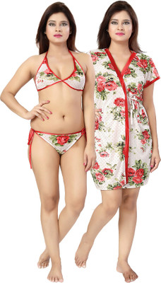Be You Women Robe and Lingerie Set(Multicolor)