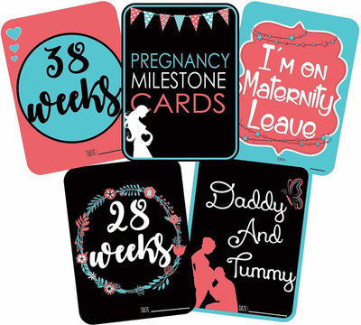 GOLDEN CART Pregnancy Milestone Party Photo Booth Props DIY Craft Item, Multicolor (Set of 27) Photo Booth Board(Party)