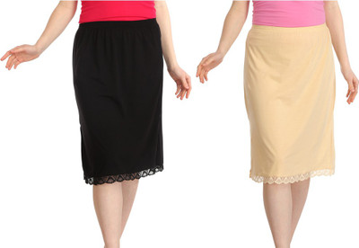 Splash Solid Women Straight Black, Beige Skirt